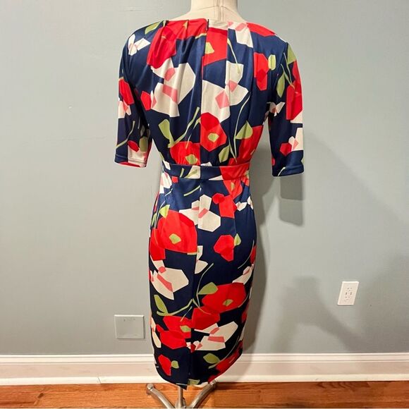 Anthropologie x Ruby Belle Bold Floral Print Knee-Length Pencil Dress Size 6 - Picture 4 of 8